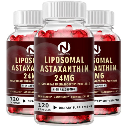Liposomal Astaxanthin Capsules 24mg for Brain, Heart Vitality, Skin, Joint, Eye, Immune Health