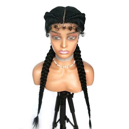 2 Cornrow Box Braids Wig 360 Lace Braided Wig With Baby Hair Synthetic American African Women 20 Inches Braids Wig