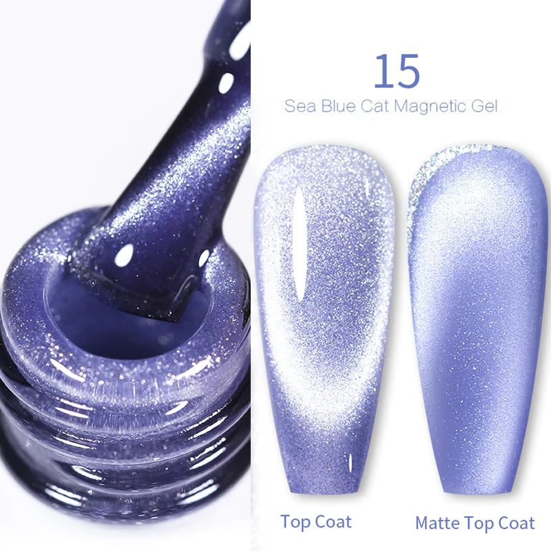 BORN PRETTY 10ml Rainbow Glass Cat Magnetic Nail Gel Polish Sparkling Double Light Reflective Glitter Colorful Laser Varnish