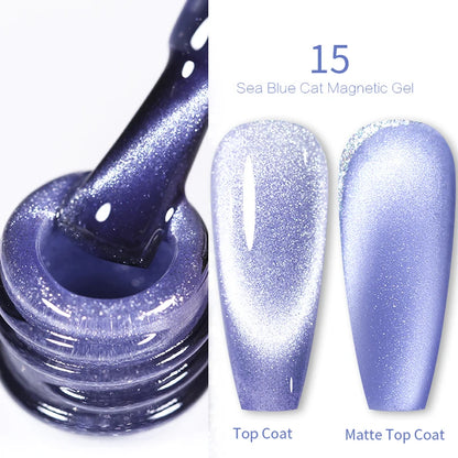 BORN PRETTY 10ml Rainbow Glass Cat Magnetic Nail Gel Polish Sparkling Double Light Reflective Glitter Colorful Laser Varnish