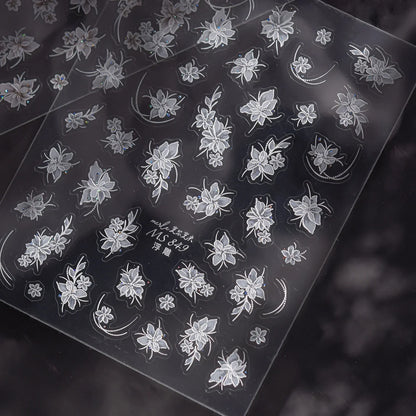 Cute Winter Cartoon Christmas Tree 5D Nail Sticker Snowman Rabbit Bow Pearl Wreath Cake Snowflake Star Self‑Adhesive Nail Decal