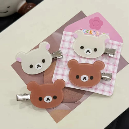 Rilakkuma Korilakkuma Hair Clips Anime Bear Head Cute Hair Pins and Clips Headwear Kawaii Hair Accessories for Women Girls