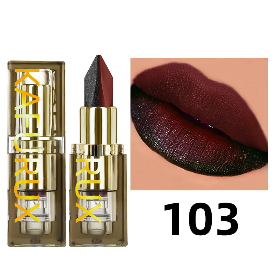 Two Tone Glitter & Matte Lipstick Purple Black Lip Stick Discolocration Sexy Red Rose Moisturizing Lip Makeup Lip Tint Lip Glos