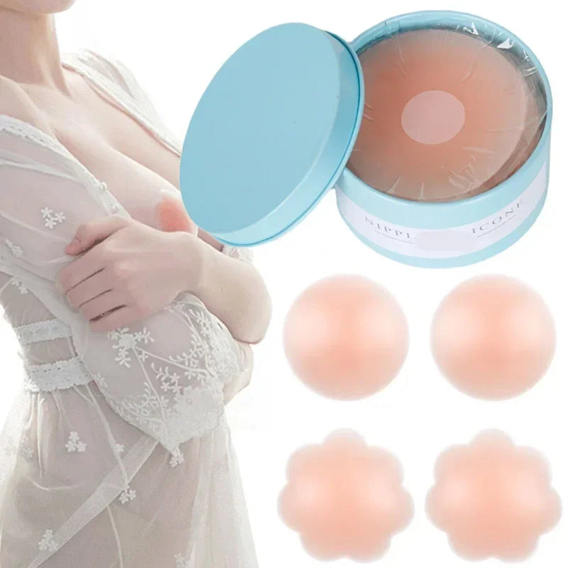 12pcs Women Invisible Nipple Cover Stickers Self-adhesive Chest Breast Petals Silicone Lift Up Paddings Reusable Patch Bra Pads