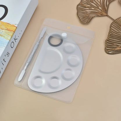 With Spatula Rod Makeup Color Palette Portable Stainless Steel Nail Art Polish Mixing Plate Durable