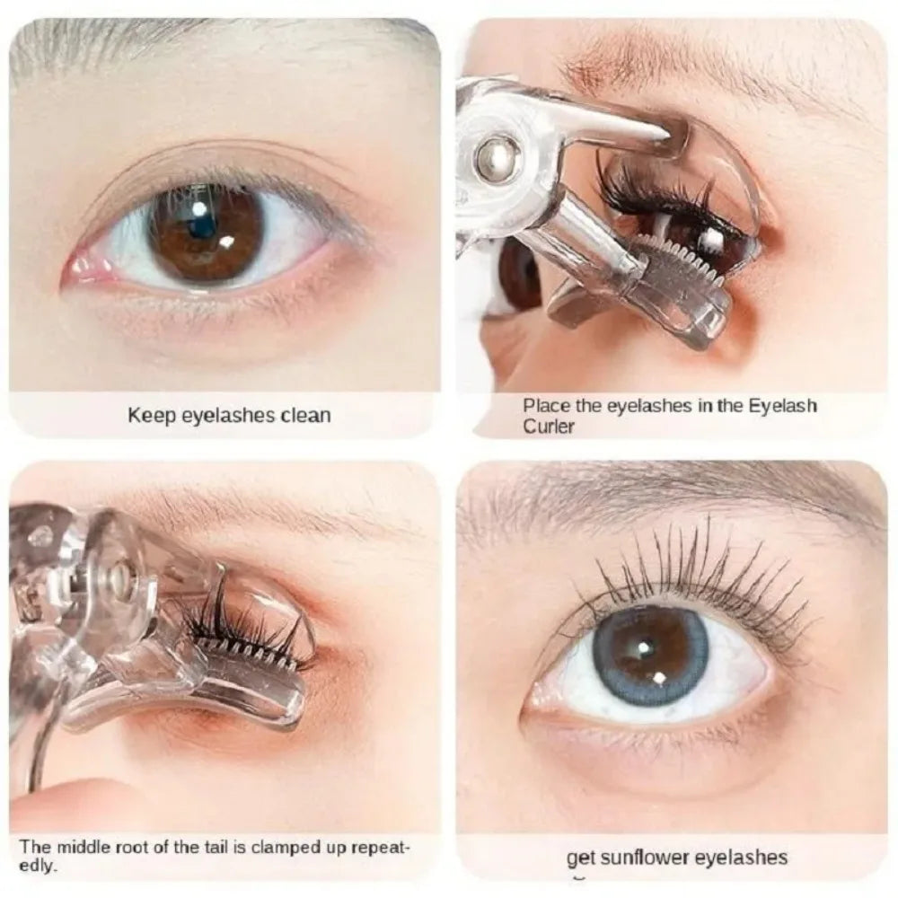 Portable Wide-Angle Eyelash Curler with Built-in Comb - for All Eye Shapes | Beginner-Friendly & Battery-Free (Travel Must-Have)
