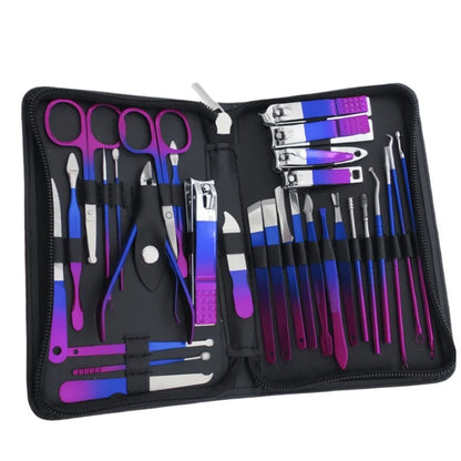 30Pcs Manicure Pedicure Kit Nail Clippers Kit Professional Stainless Steel Nail Care Tool Toenail Clipper Cutters Travel Case