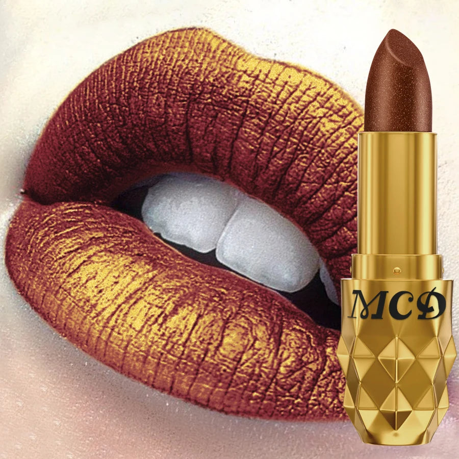 5 colors pearlescent metallic lipstick bold& intense glitter shinny lip tint  long lasting lip senior matte lip makeup gifts