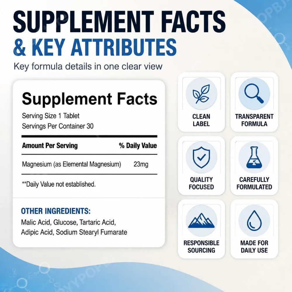 Molecular Hydrogen Tablets 12PPM with 23mg Magnesium for Antioxidant & Brain Energy Support, Daily Cellular Health, 30 Tablets