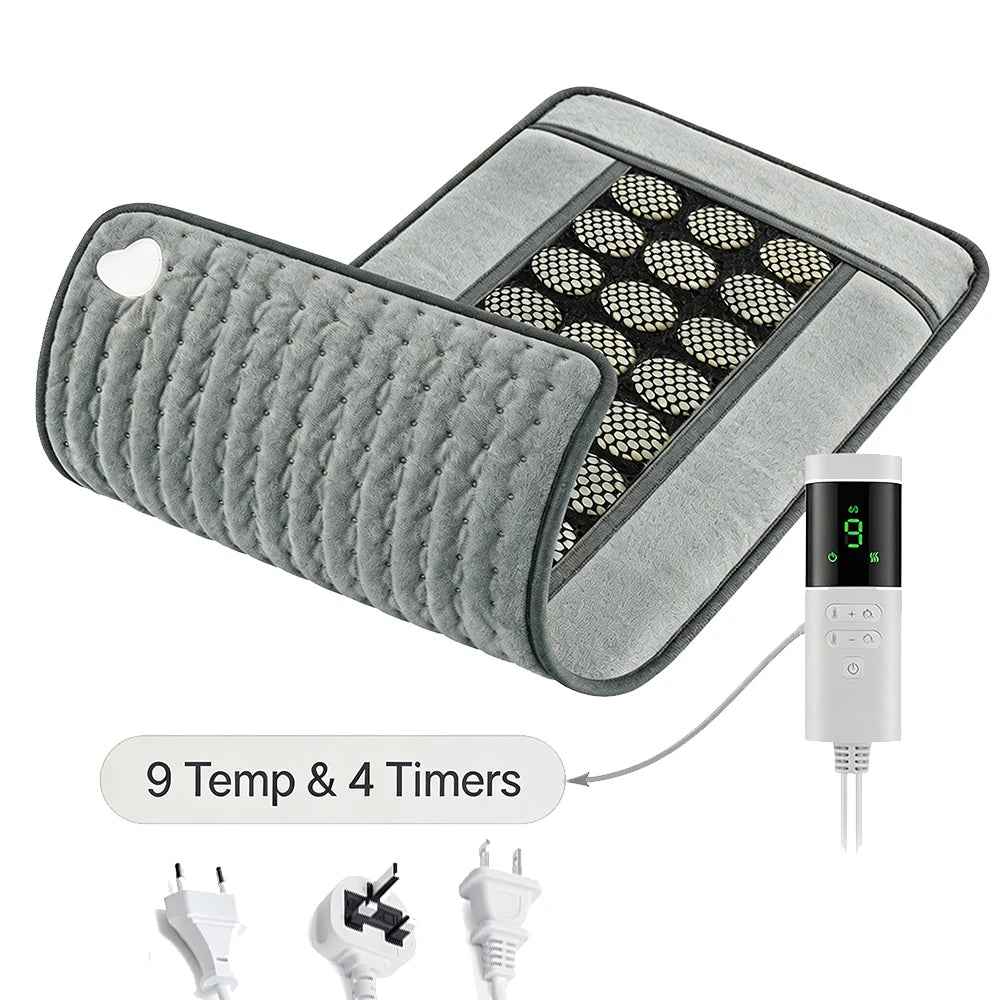 Jade Heating Pad for Period Comfort, Warm Belly Wrap with 27 Natural Jade Stones, 9 Heat Levels, 4 Timers, Washable Mat