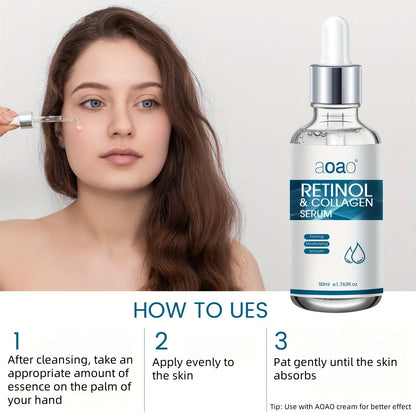 50ml*2 Collagen & Retinol Face Serum - Hydrating Serum With Hyaluronic Acid And Vitamin E For Firming And Smoothing Fine Lines Skin Care