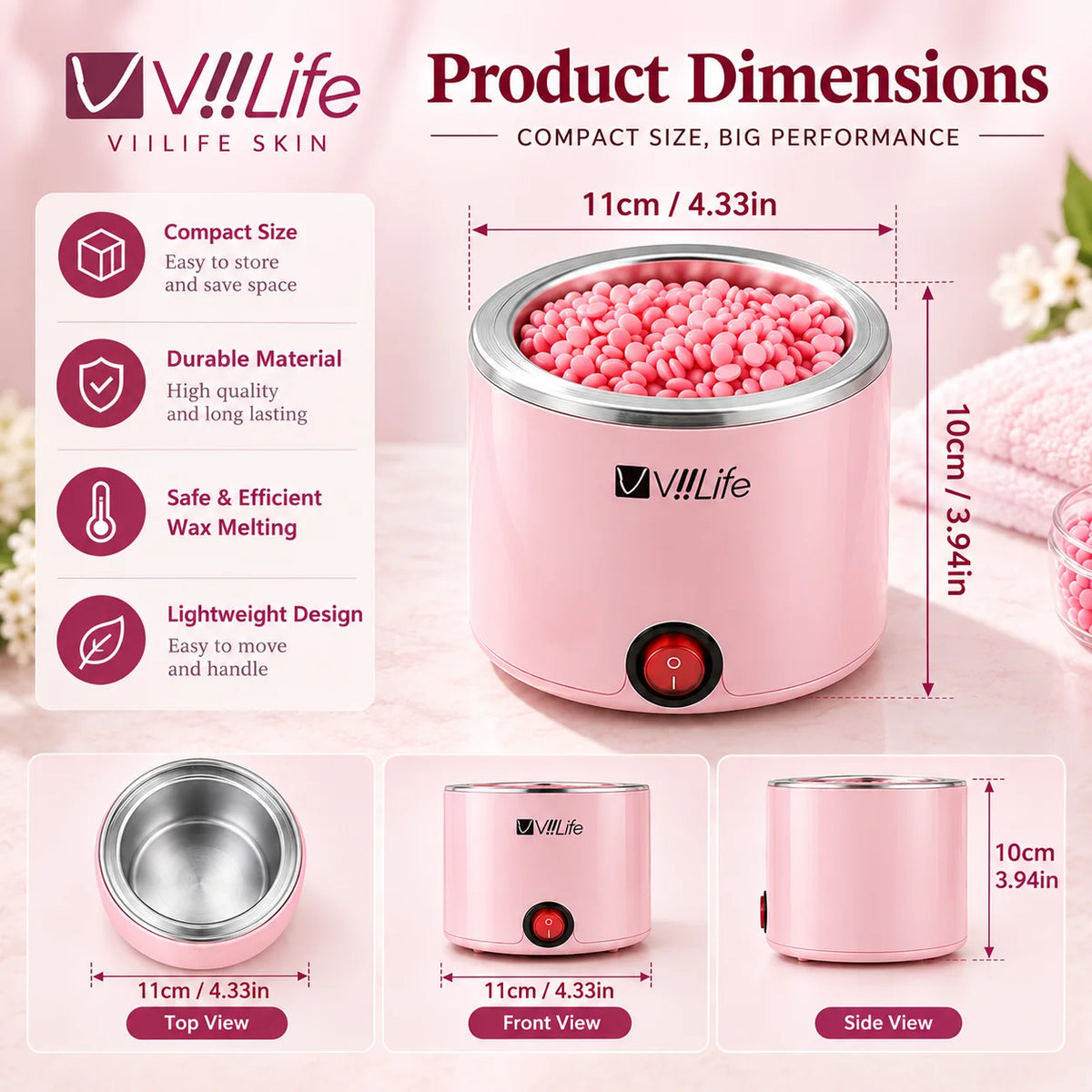 Waxing Kit Wax Warmer for Hair Removal Hard Wax Kit With 7.1oz 4 Bags Hard Wax Beans for Full Body, Legs, Face, Eyebrows, Bikini, Brazilian Waxing Kit for Women Men