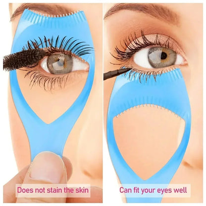 3 in 1 Portable Eyelash Makeup Tool Lash Curler Anti Smudge Mascara Shield Guard Eyeliner Holder Eye Beauty Cosmetic Accessory