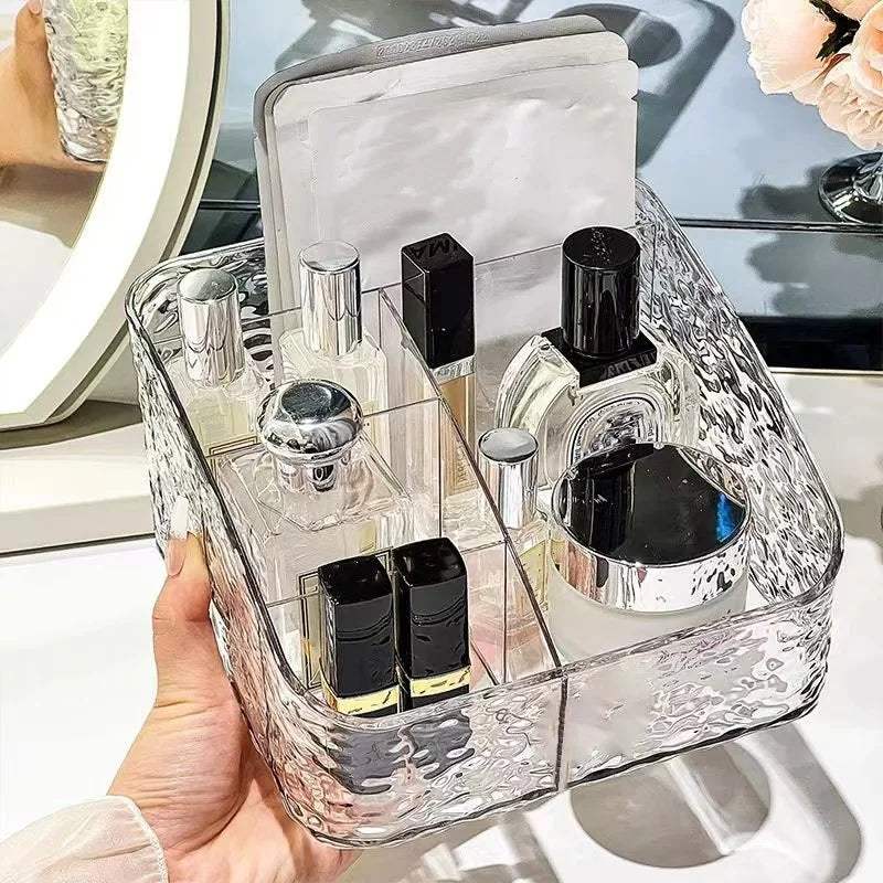 1Pc/Transparent Acrylic Cosmetics Storage Box Desktop Compartment Organizer Box Trapezoidal Cosmetics Storage