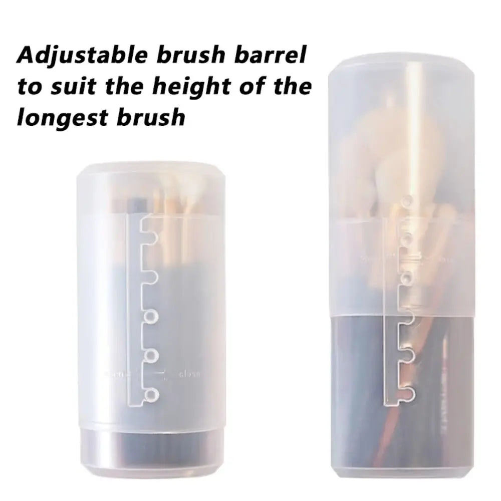 New Transparent Adjustable Height PVC Makeup Brush Holder Display Storage Cup Organizer With Lid Dustproof Toiletry Package Box