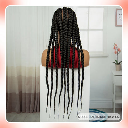 32INCH Cornrow Braided Wigs Synthetic Full Lace Braids Wig with Baby Hair Lace Frontal Knotless Braided Lace Wig for Black Women