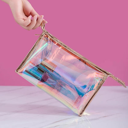 Transparent Pretty Makeup Bags Fashion Laser Travel Cosmetic Bag Toiletry Brush Bags Organizer Necessary Case Wash Make Up Box