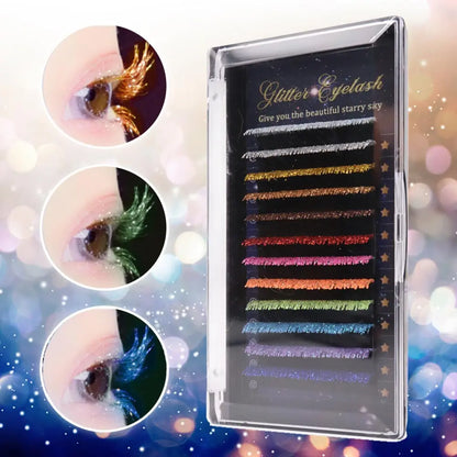 Christmas Mix Color Glitter Lashes Fashion Shiny Colorful Russian Volume Individual Eyelash Extensions Colors Glitter Lashes