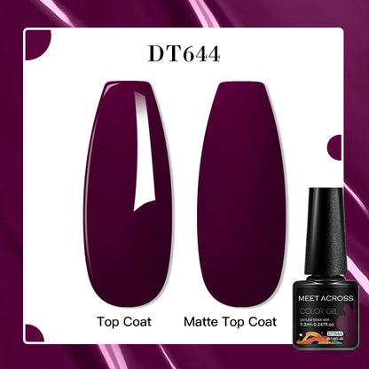 MEET ACROSS 8 Colors Mirror Gel Nail Polish Long-lasting Quick-drying Metallic Gold Silver Red Semi Permanent Varnish Nail Art