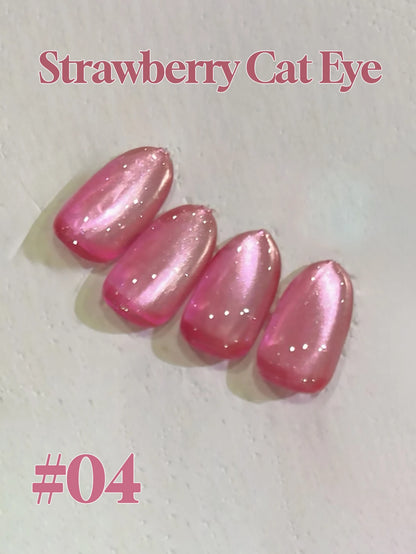 1-12pcs PSK New Whitening Strawberry Cat Eye Gel Nail Polish 2026 Super Glitter Whitening Red Glass Bead Nail Art Pink Nails