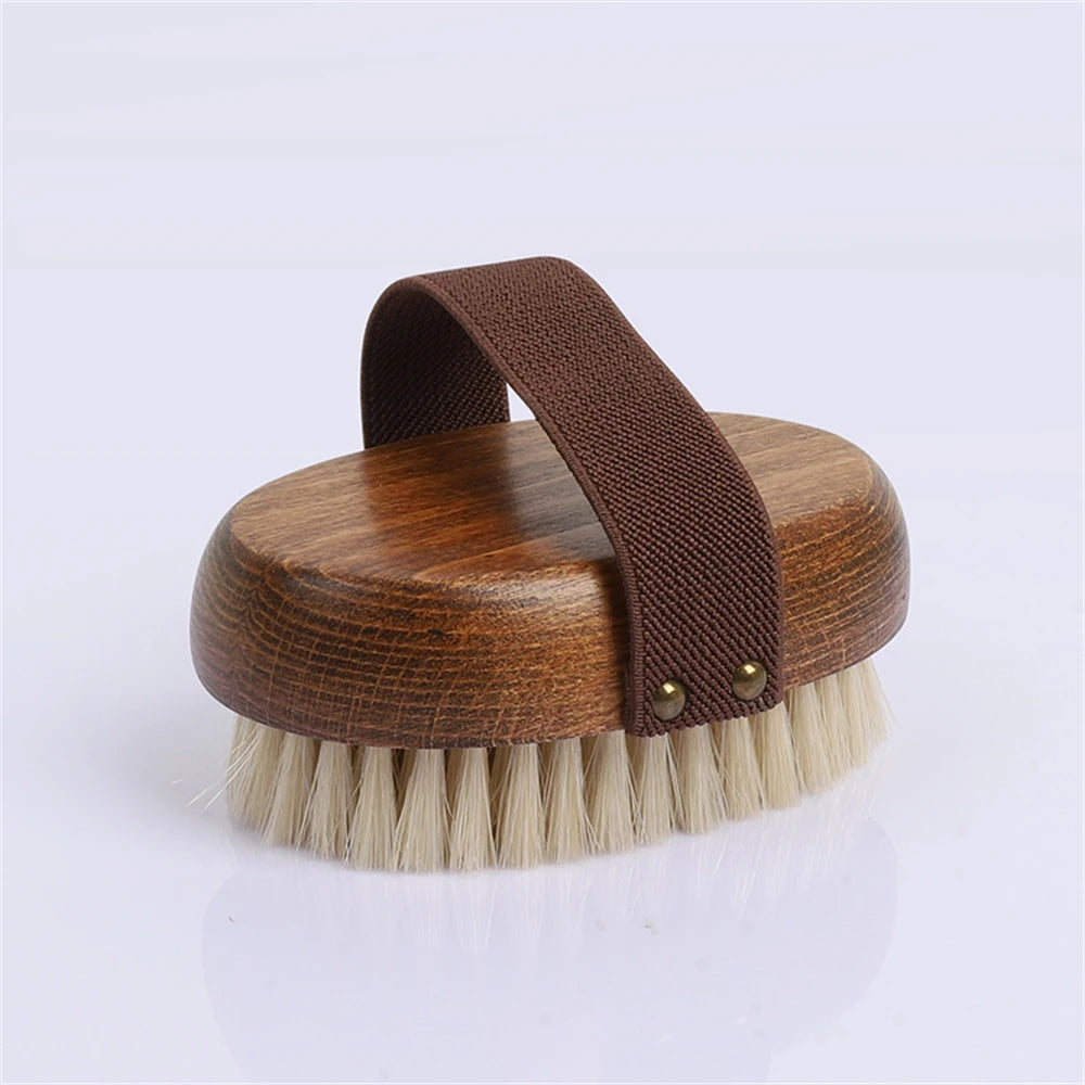 Natural Wood Bristle Bath Brush Soft Wet Dry Body SPA Massager Brush Household Practical Skin Exfoliates Body Cleaning Brush
