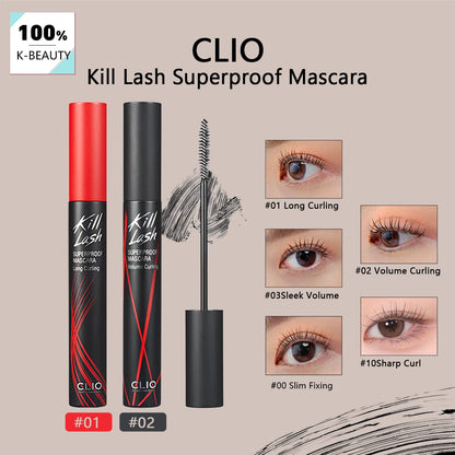 CLIO Kill Lash Superproof Mascara,Volumizing Formula,Lightweight & Clump-Free,Defined & Separated,Korean Cosmetic,Korean Makeup