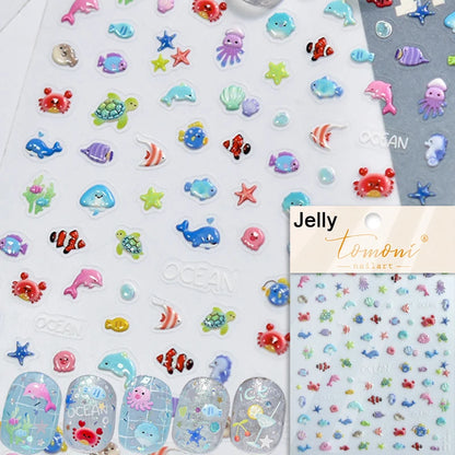 Gold Stamped Shell Conch Scallop Starfish Pearl 5D Embossed Self Adhesive Nail Art Stickers Delicate Ocean Style Manicure Decals