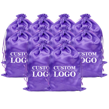 10PCS Custom Satin Bags Hair Bags Luxury Goods Silk Packaging Drawstring Pouches Makeup Case Shoes Cloth Wigs Storage Bag