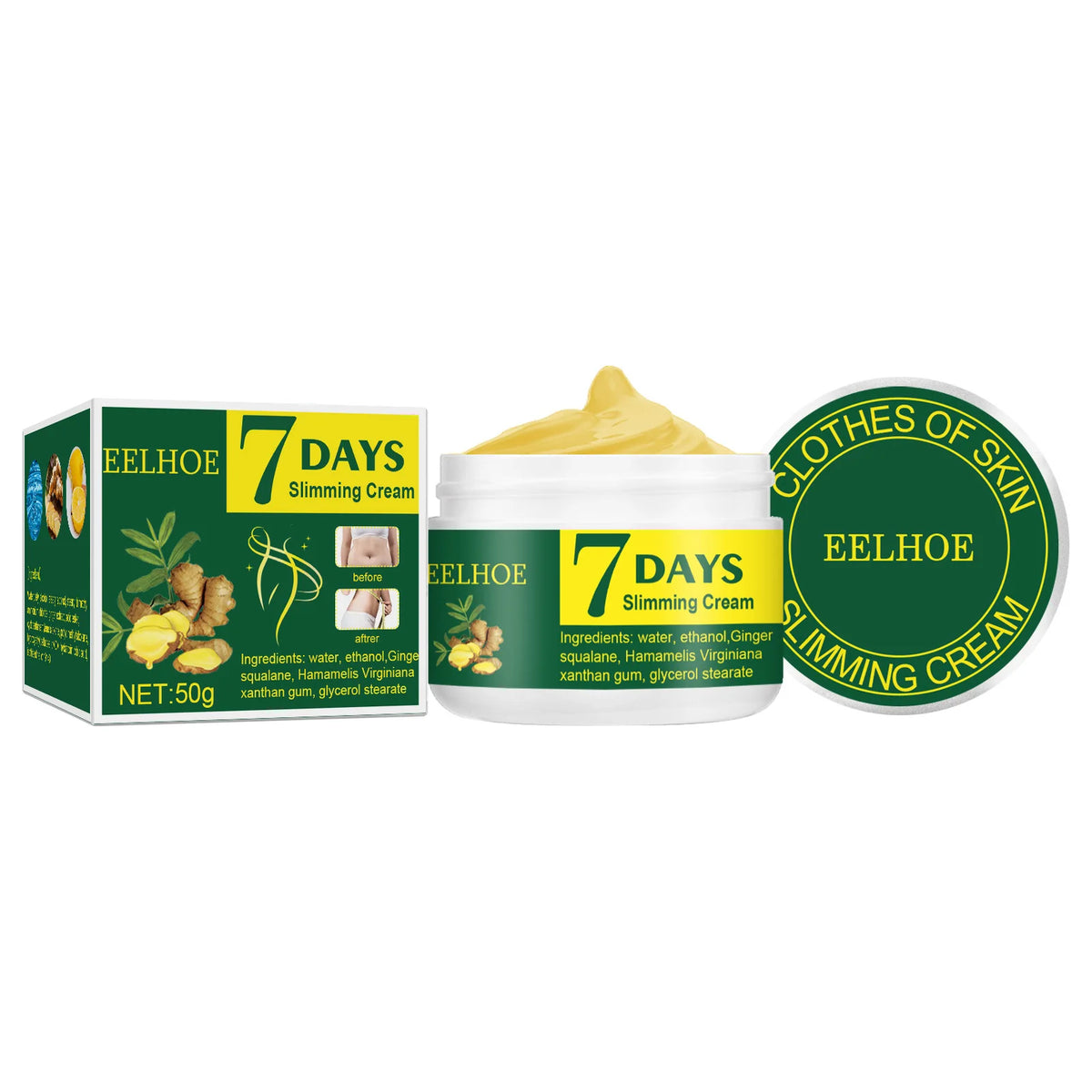 EELHOE 7 Day Ginger Slimming Cream Firming Body Thigh Belly Skin Anti Cellulite Strengthening Nourishing Slimming Massage Cream