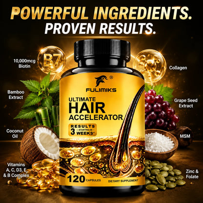 Hair Accelerator Supplement, Support Thicker & Fuller Hair, for Skin & Nails Health, Hair Growth, with Biotin & Marine Collagen