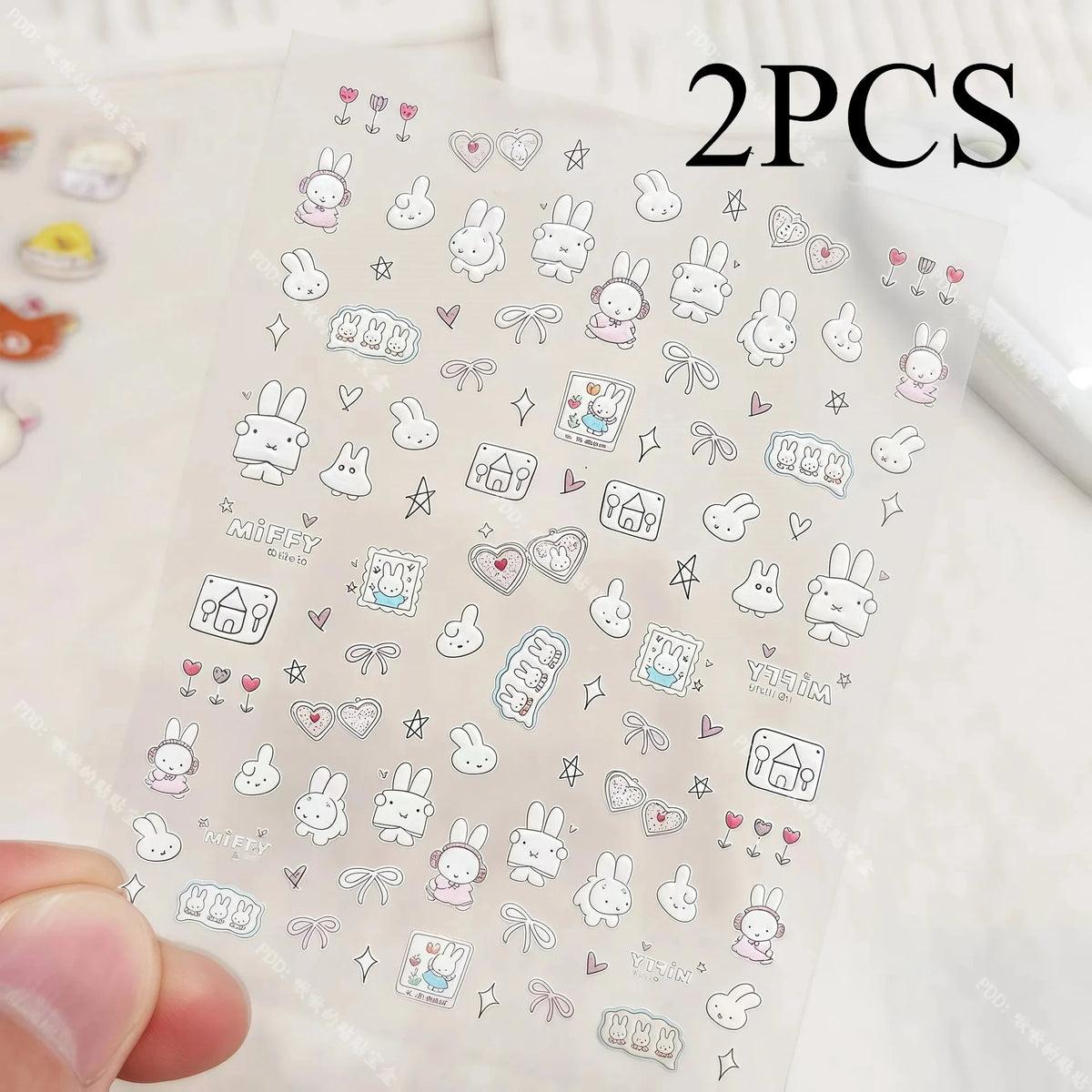 Kawaii Miffy Cartoon Cute Embossed 3D Nail Art Stickers Water Cup Cameras DIY Sticker Decorations Gift Toy for Girl S