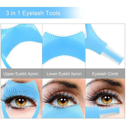 3 in 1 Portable Eyelash Makeup Tool Lash Curler Anti Smudge Mascara Shield Guard Eyeliner Holder Eye Beauty Cosmetic Accessory