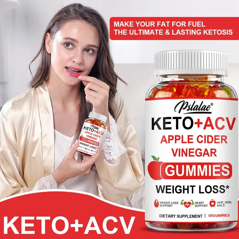 Keto Apple Cider Vinegar Gummies -  Helps with Weight Loss, Whitens Skin, Supplements with Apple Cider Vinegar & Vitamins, Vegan