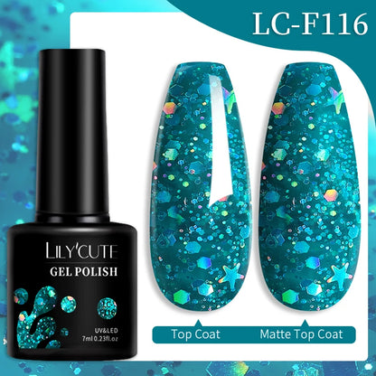 LILYCUTE 7ML 3 IN 1 Platinum Cat Magnetic Gel Nail Polish Silver Moonlight Magnetic Nail Sparkling Glitter Semi Permanent UV Gel