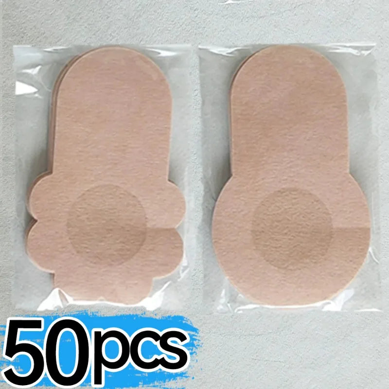 2/50Pcs Self-adhesive Nipple Cover Chest Patch Non-woven Invisible Bra Disposable Sticky Lift Breast Petals Round Flower Pads