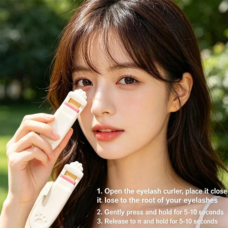 1/2pcs Cute Cat Claw Eyelash Curler, Portable Press-Type Eyelash Curler, Professional Sunflower Lashes Curling Clip for Daily