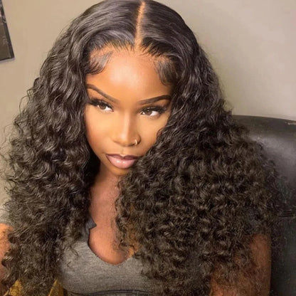 Brazilian Hair 13x4 HD Lace Frontal Wig Deep Wave Curly Remy Human Hair Deep Water Wave 4x4 Lace Front Wig Natural Color