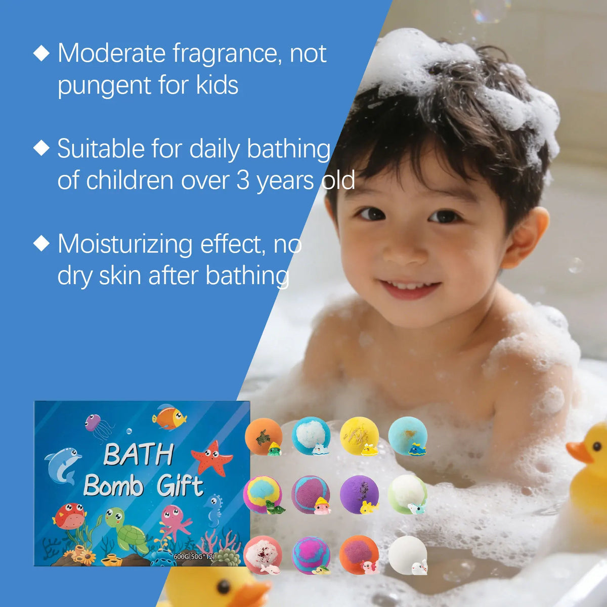 Kids Bath Bombs Hidden Surprise Colorful Rich Bubble kids Funny Relaxing Bath Toys Children Holiday Gift Set Ocean Bubble Bath