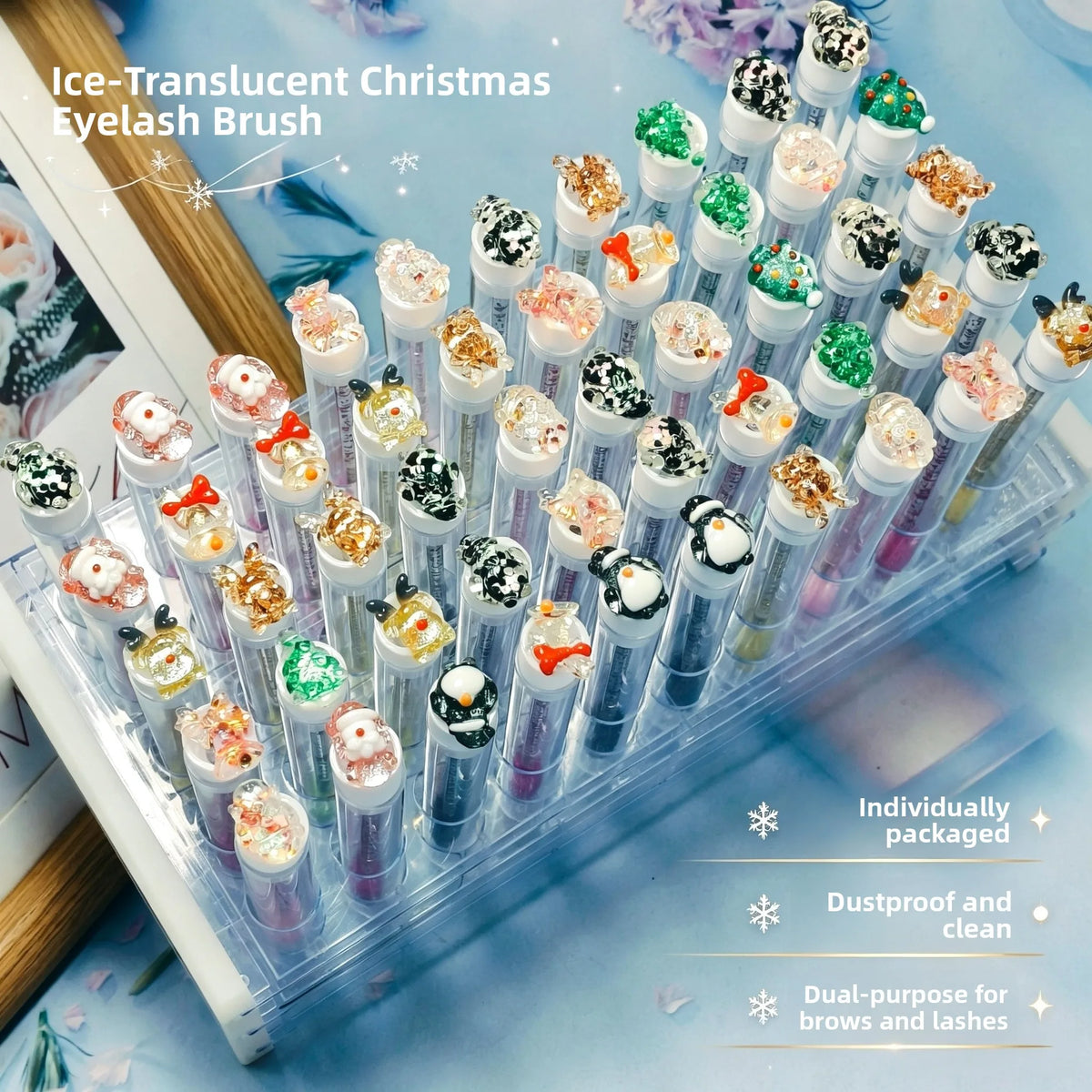 Christmas Exclusive Disposable Spiral Comb Makeup Brush Portable Eyelash And Brow Dual Purpose Brush Ultra Fine Brush