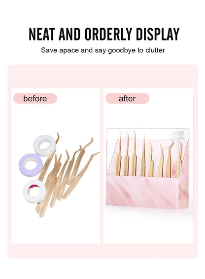 NATUHANA 8 Slots Acrylic Eyelash Extension Tweezers Holder Display Stand Lash Tools Storage Organizer Box Salon Makeup Tools Sup
