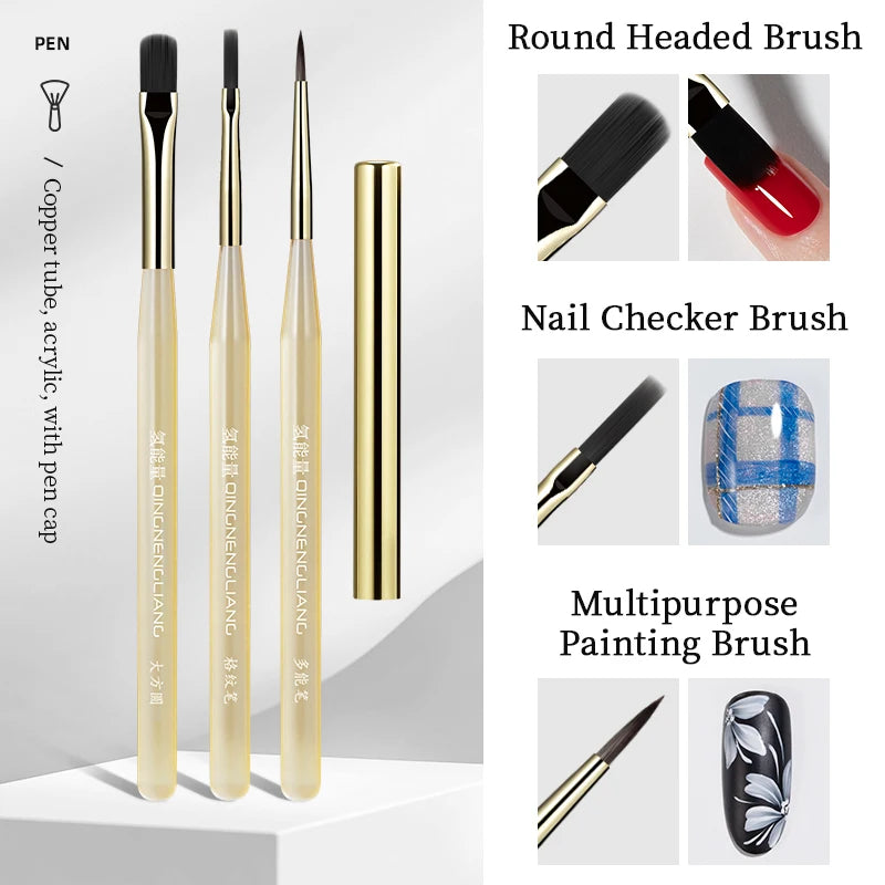 QINGNENGLIANG Nail Art Brush Painting Drawing Pen for Lines Grid Flower Butterfly DIY Multifunctional Manicure Design Tool