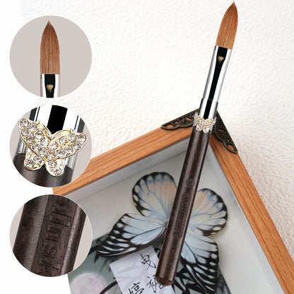 100% Kolinsky Acrylic Brush UV Gel Carving Nail Brush Purple Sandalwool Handle Zircon Butterfly Manicuring Nail Tools Size 2-20