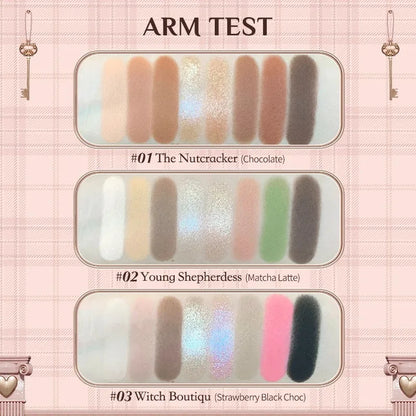Flower Knows Chocolate Shop Highly Pigmented Eyeshadow Palette Shimmer Matte Glitter Long Lasting Vegan Eye Shadows Cruelty-free