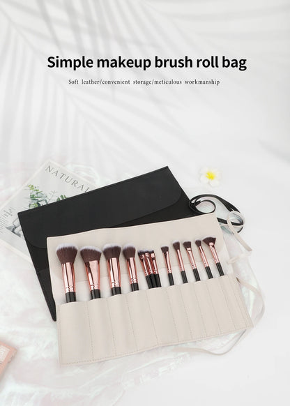 Roll Up Makeup Brush Holder, Makeup Brush Organizer, Travel Makeup Brushes Bag Cosmetic Bags Pouch For Women Eyebrow Brushes