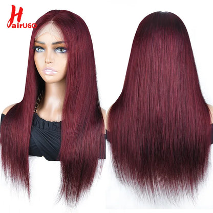 99J Straight 13x4 Lace Front Wigs Human Hair Brazilian Burgundy Straight Human Hair Wigs For Woman 4x4 Lace Closure Wigs HairUGo