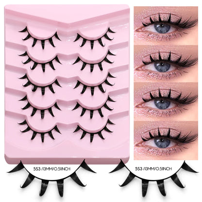 GROINNEYA Manga Lashes 3D Mink Lashes Natural Eyelashes Soft Cross Wispy False Eyelashes 3D Natural Lashes Eyelash Extension