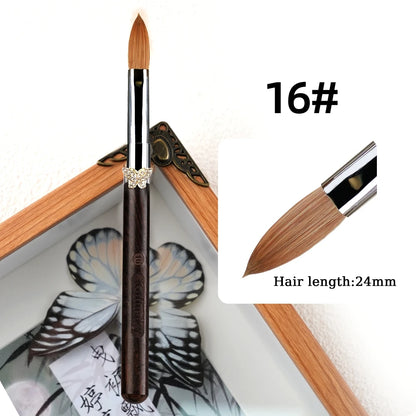 100% Kolinsky Acrylic Brush UV Gel Carving Nail Brush Purple Sandalwool Handle Zircon Butterfly Manicuring Nail Tools Size 2-20
