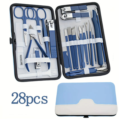 28Pcs New Stainless Steel Nail Clipper Set Grooming Tool Set With Portable Case Manicure Art Tool Nails Cut