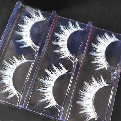 3 Pairs Cosplay White Eyelashes Extension Natural Looking Long Thick Janpanese Style Little Devil White Eye Lashes Halloween