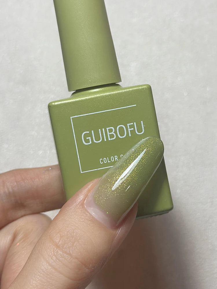 15ml Green Series Fall Shine Finish Semi Permanent Glitter Sequins Nail Polish Set Kit Soak Off Uv Varnish Nail Art